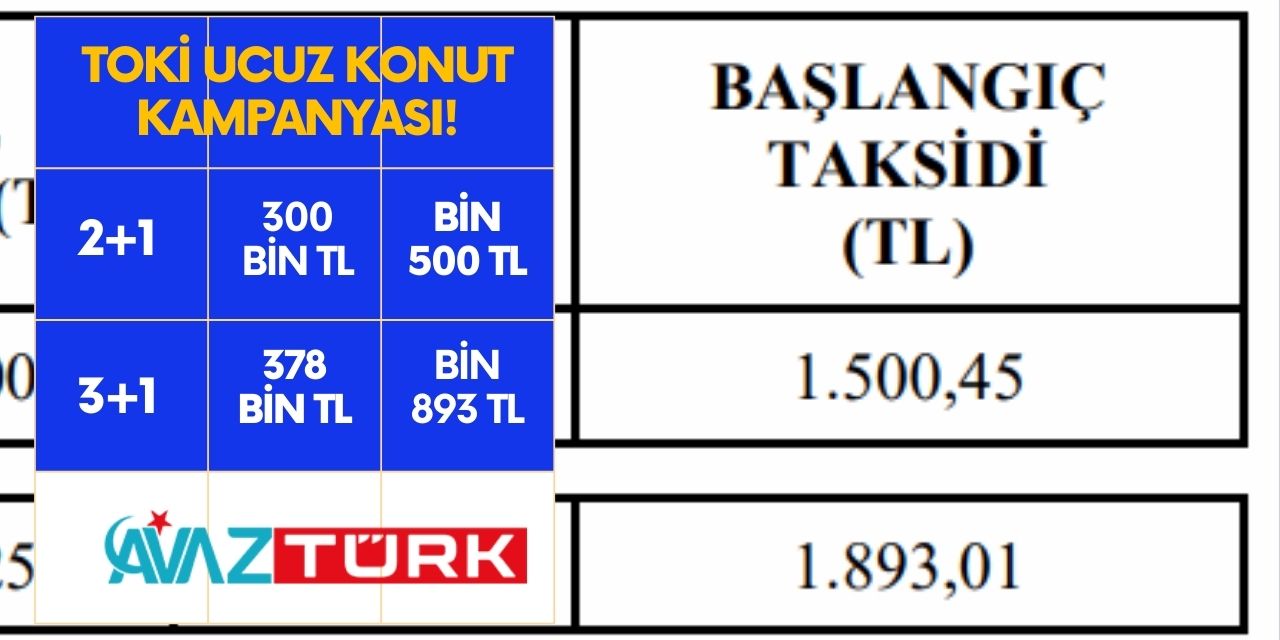 TOKİ'den dev kampanya! Bin 500 TL taksit ödemesi ile 1+1 2+1 3+1 ev verilecek işte o iller