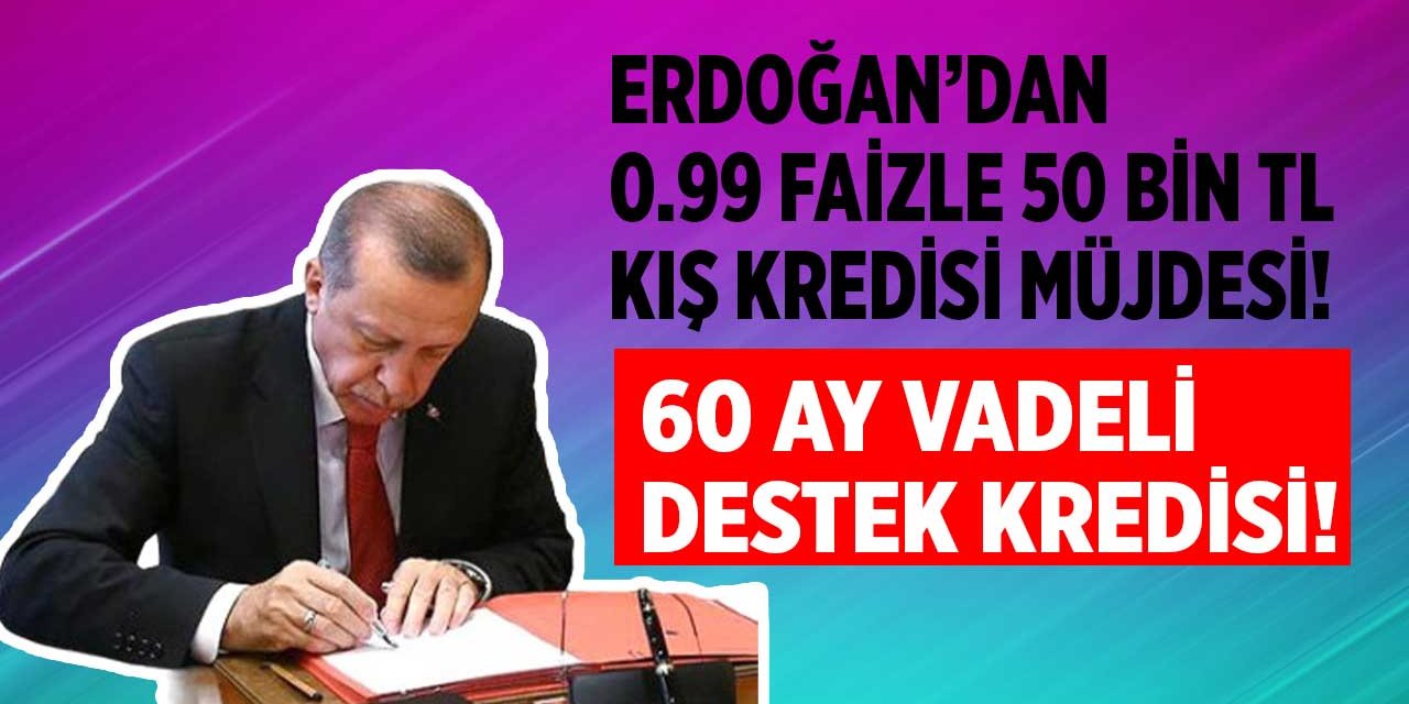 Cumhurbaşkanı Erdoğan'dan kış kredisi! Halkbank 0.99 faizle 50.000 TL krediyi 60 ay vadeli verecek