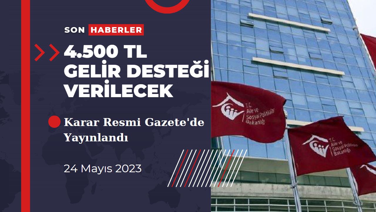 4.500 TL gelir desteği kararı Resmi Gazete’de yayınlandı!
