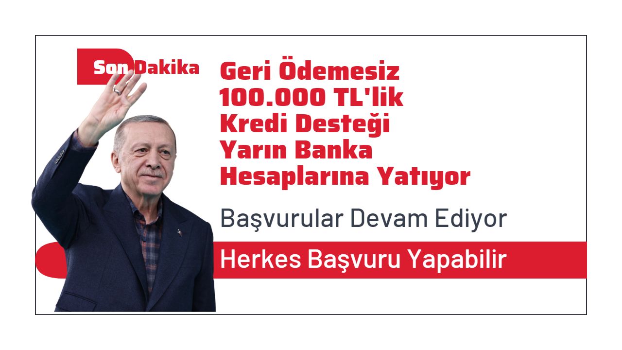 Geri ödemesiz 100 bin TL’lik destek kredisi yarın 09:00’dan itibaren banka hesaplarına yatırılacak!