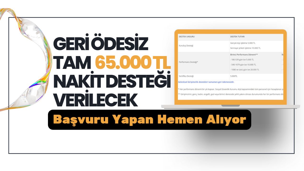 18 yaşından büyüklere geri ödemesiz 65 bin TL nakit para yardımı yapılacak!