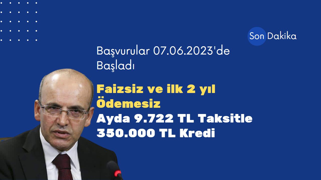 Faizsiz ve ilk 2 yıl ödemesiz ayda 9.722 TL taksitle 350 bin TL destek kredisi başvurusu başladı!