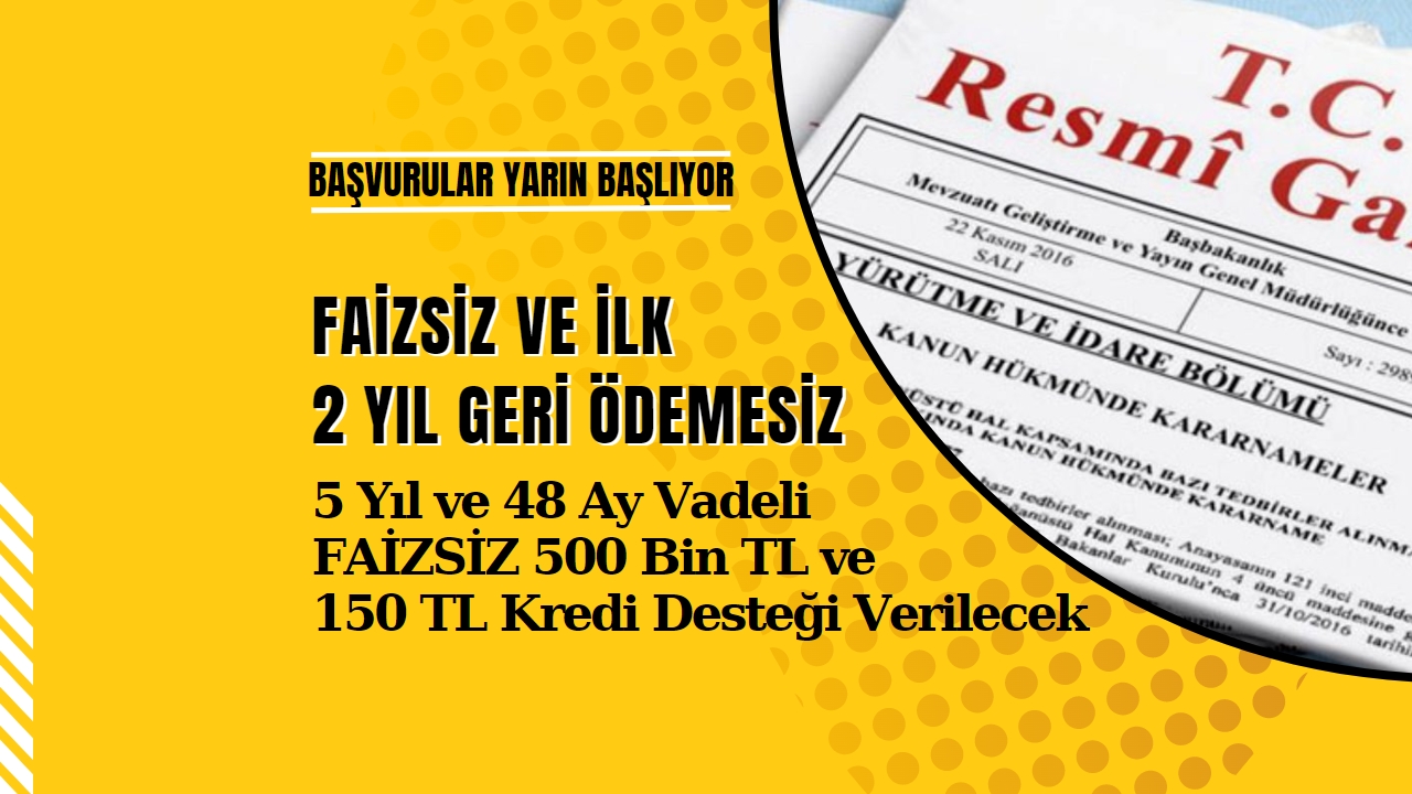 Faizsiz ve ilk 2 yıl geri ödemesiz kredi fırsatlarını kaçırmayın! Başvurular bayram sonrası başlıyor!
