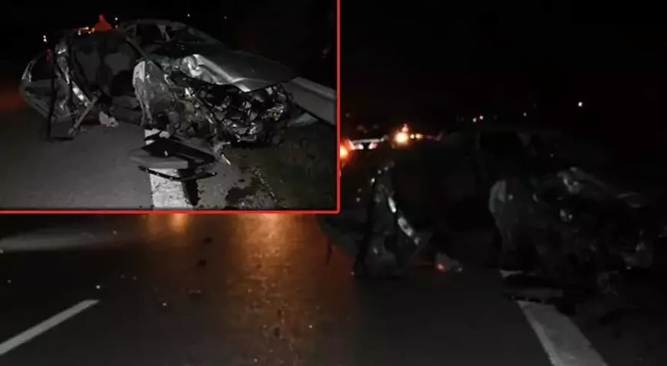 Dörtyol-Payas TEM Otoyolu Feci Kaza! Bariyerlere çarpan araç hurdaya döndü