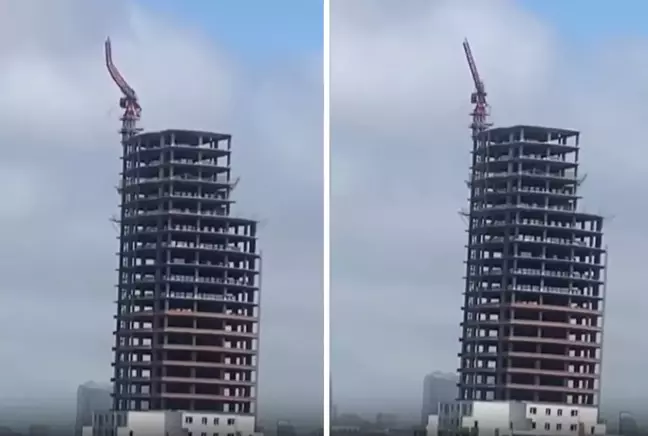 Esenyurt’ta Kâbus Gibi Anlar! Kule Vinç Depremle Havada Dans Etti, Yürekler Ağza Geldi!