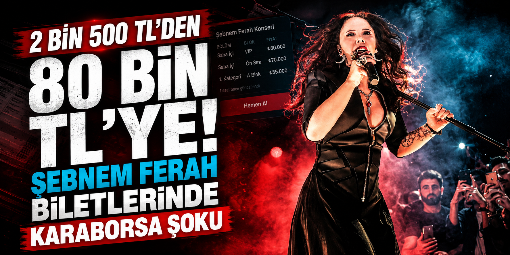 2 Bin 500 TL’den 80 Bin TL’ye! Şebnem Ferah Biletlerinde Karaborsa Şoku