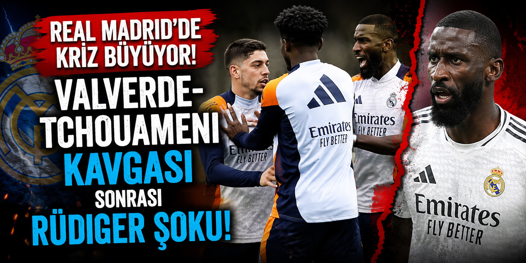 Real Madrid’de Kriz Büyüyor: Valverde-Tchouameni Kavgası Sonrası Rüdiger Şoku