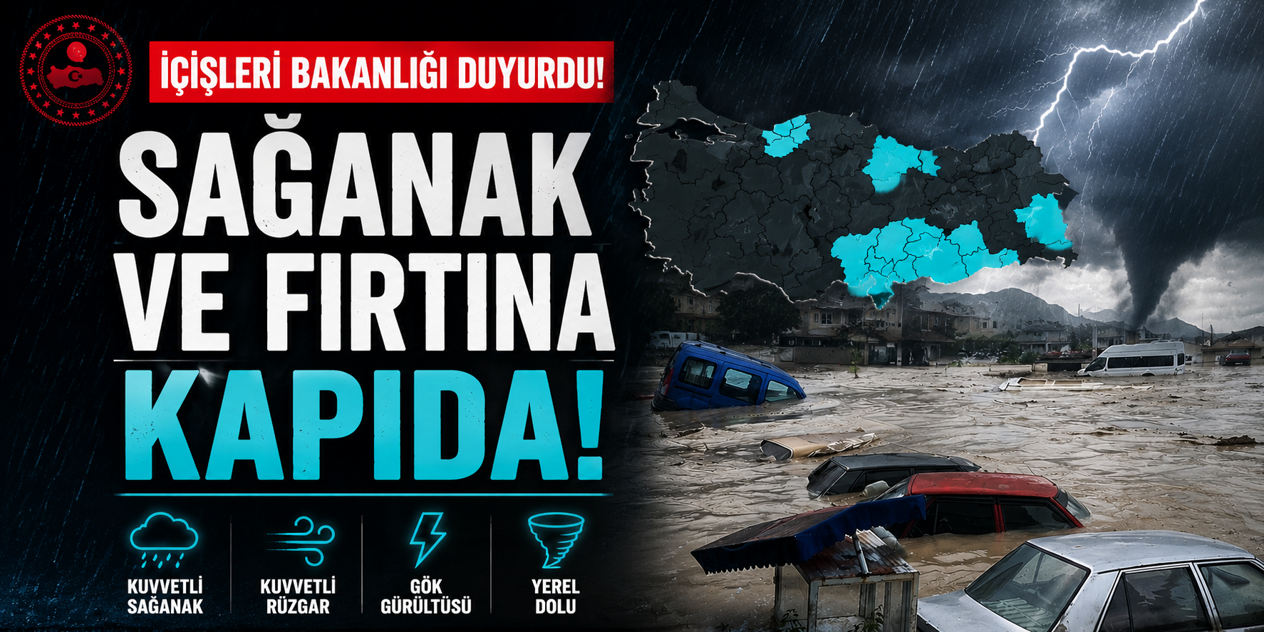 İçişleri Bakanlığı Duyurdu: Sağanak ve Fırtına Kapıda