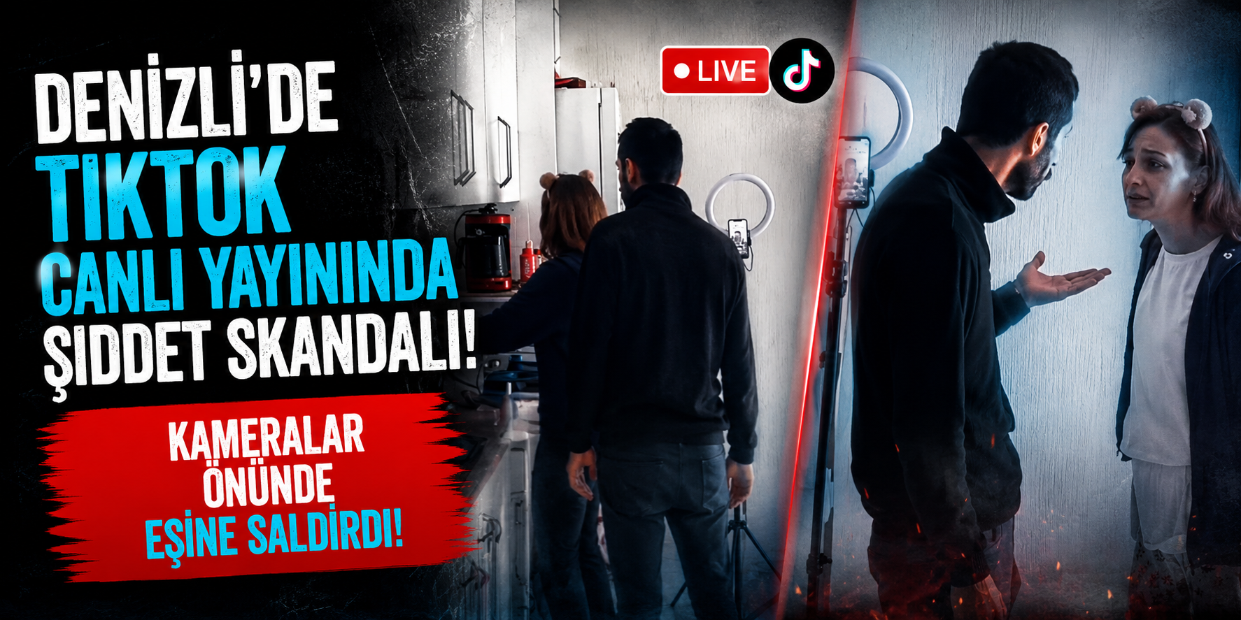 Denizli’de TikTok Canlı Yayınında Şiddet Skandalı: Kameralar Önünde Eşine Saldırdı