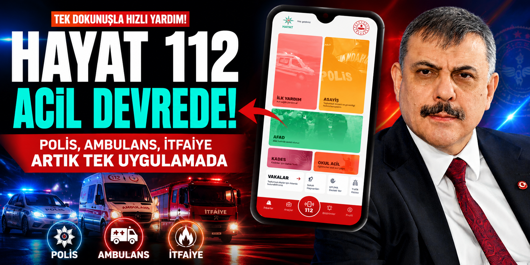 HAYAT 112 ACİL Devrede! Polis, Ambulans, İtfaiye Artık Tek Uygulamada