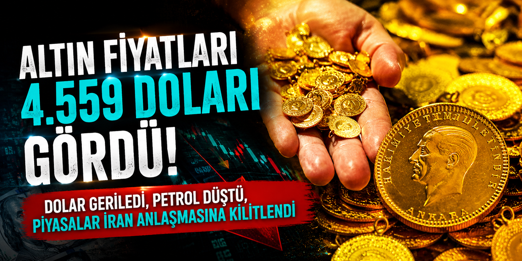 Altın Fiyatları 4.559 Doları Gördü! Dolar Geriledi, Petrol Düştü, Piyasalar İran Anlaşmasına Kilitlendi