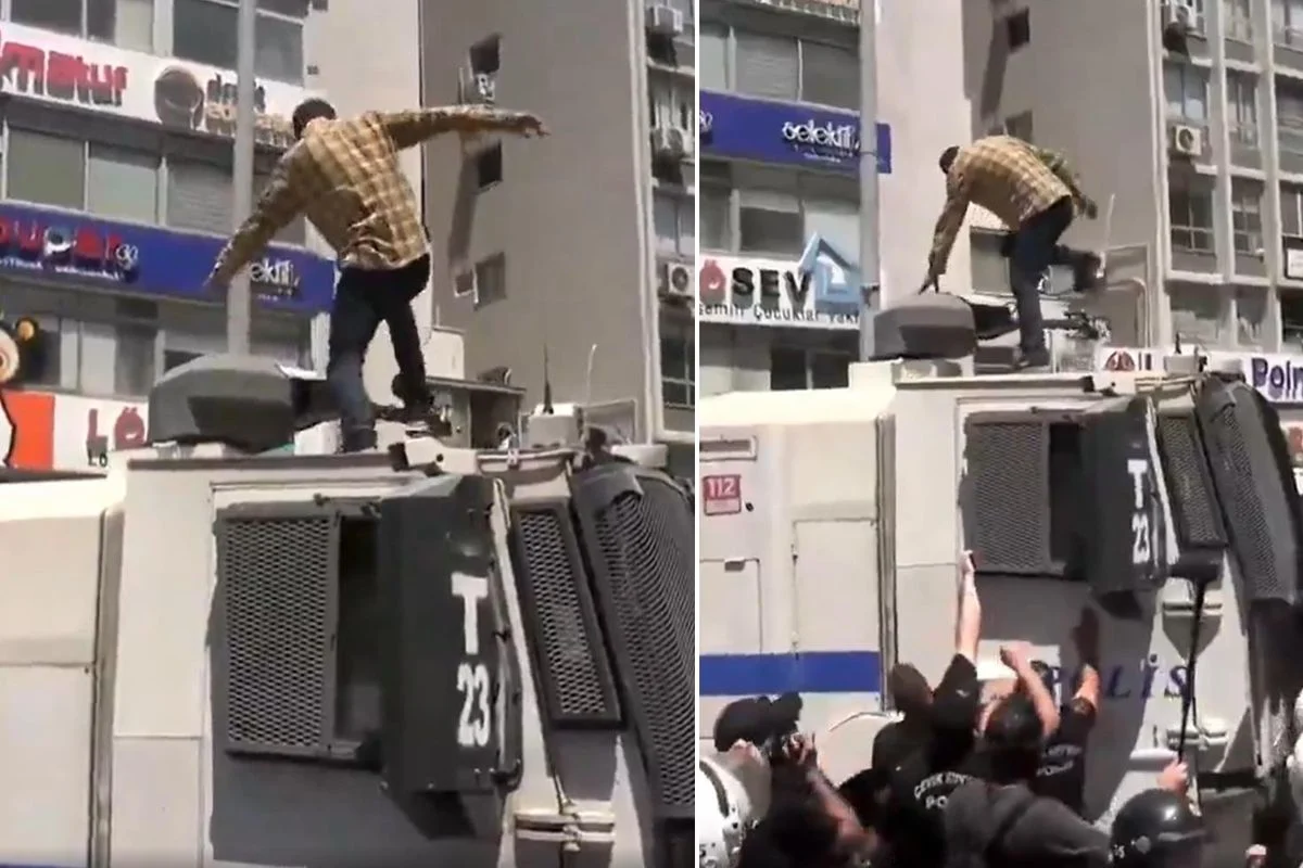 TOMA’nın Üzerine Çıktı! İzmir’de Meydan Karıştı