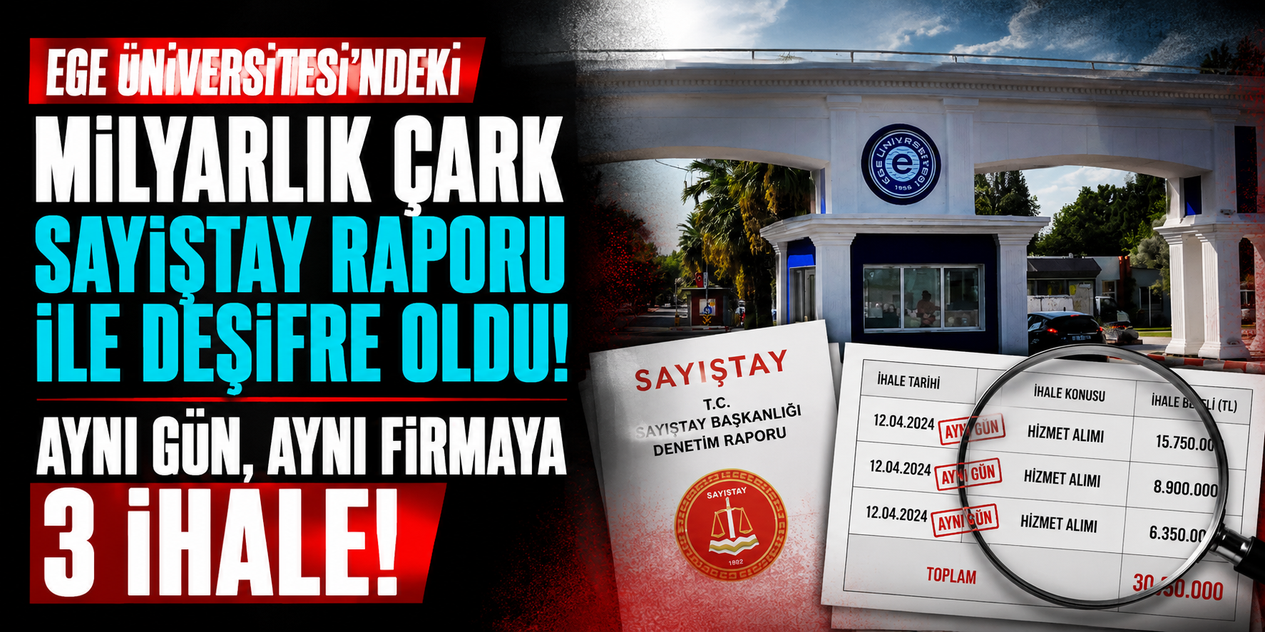 Ege Üniversitesi’nde 3,1 Milyar Liralık Usulsüzlük İddiası! Sayıştay Raporu Aynı Gün 3 İhaleyi Deşifre Etti