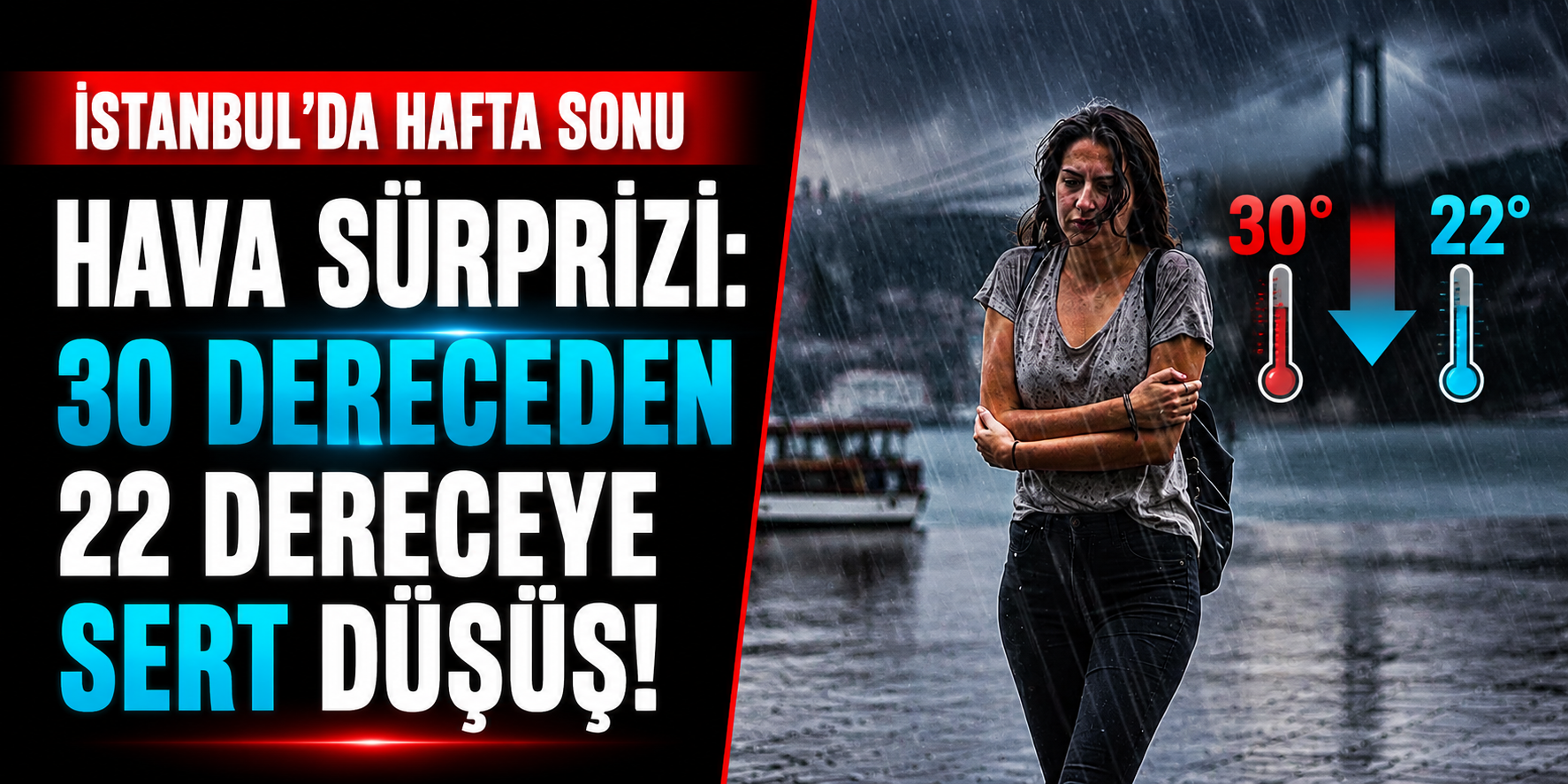 İstanbul’da Hafta Sonu Hava Sürprizi: 30 Dereceden 22 Dereceye Sert Düşüş!