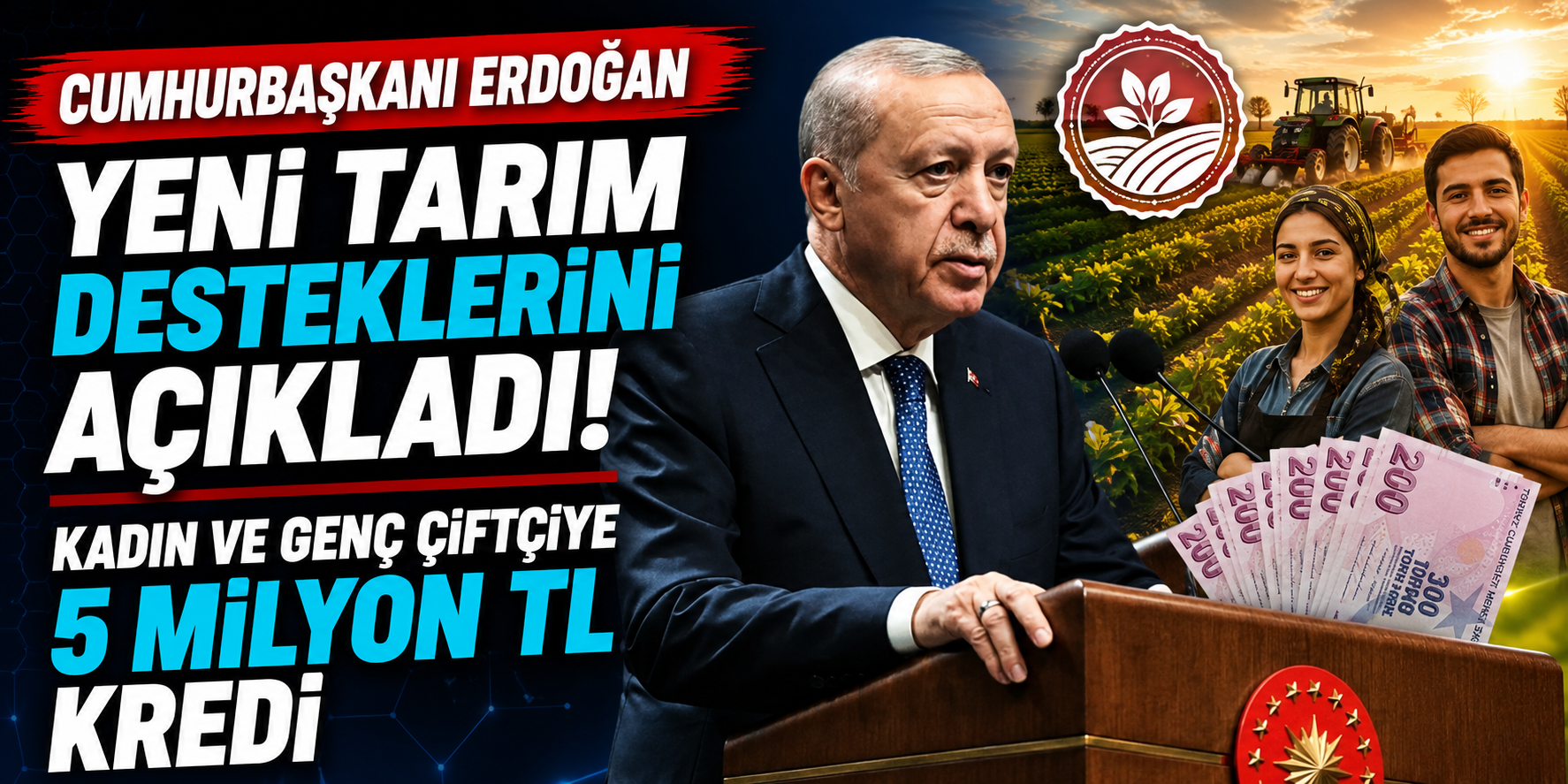 Cumhurbaşkanı Erdoğan Yeni Tarım Desteklerini Açıkladı! Kadın ve Genç Çiftçiye 5 Milyon TL Kredi