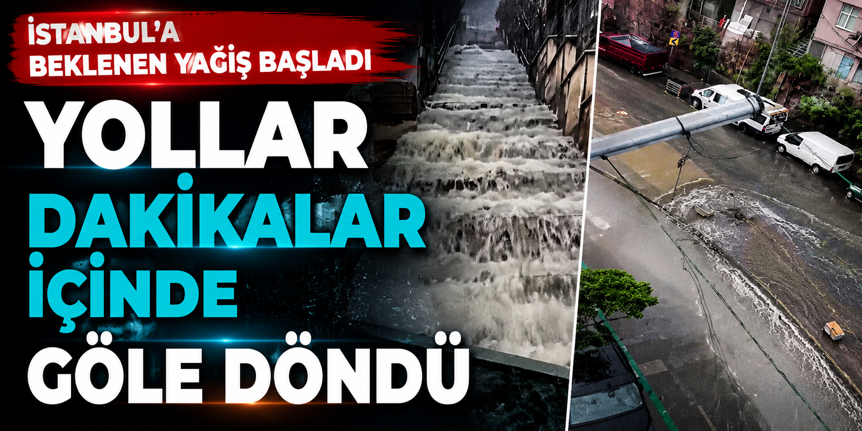 Meteoroloji Uyarmıştı! İstanbul'da Sağanak Sonrası Bazı Yollar Sular Altında Kaldı