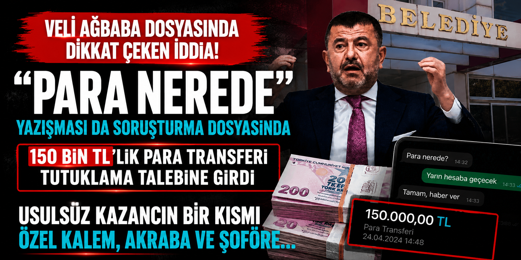 Veli Ağbaba Dosyasında Gündem Yaratan Detay! "Para Nerede?" Yazışması ve 150 Bin TL Dosyada