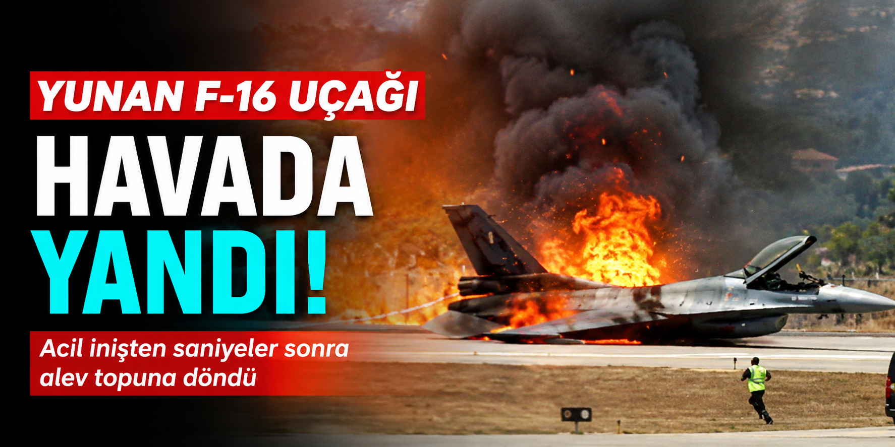 Yunan F-16'sı Havada Alev Aldı! Acil İnişten Saniyeler Sonra Alev Topuna Döndü