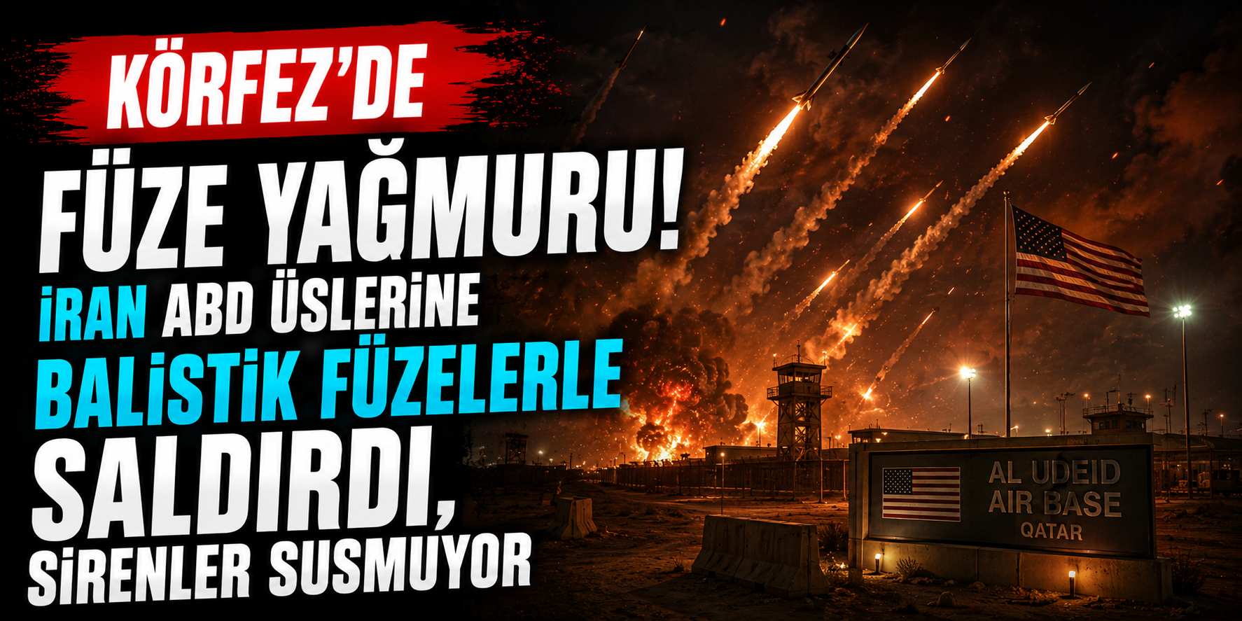 Körfez’de Füze Yağmuru! İran ABD Üslerine Balistik Füzelerle Saldırdı, Sirenler Susmuyor
