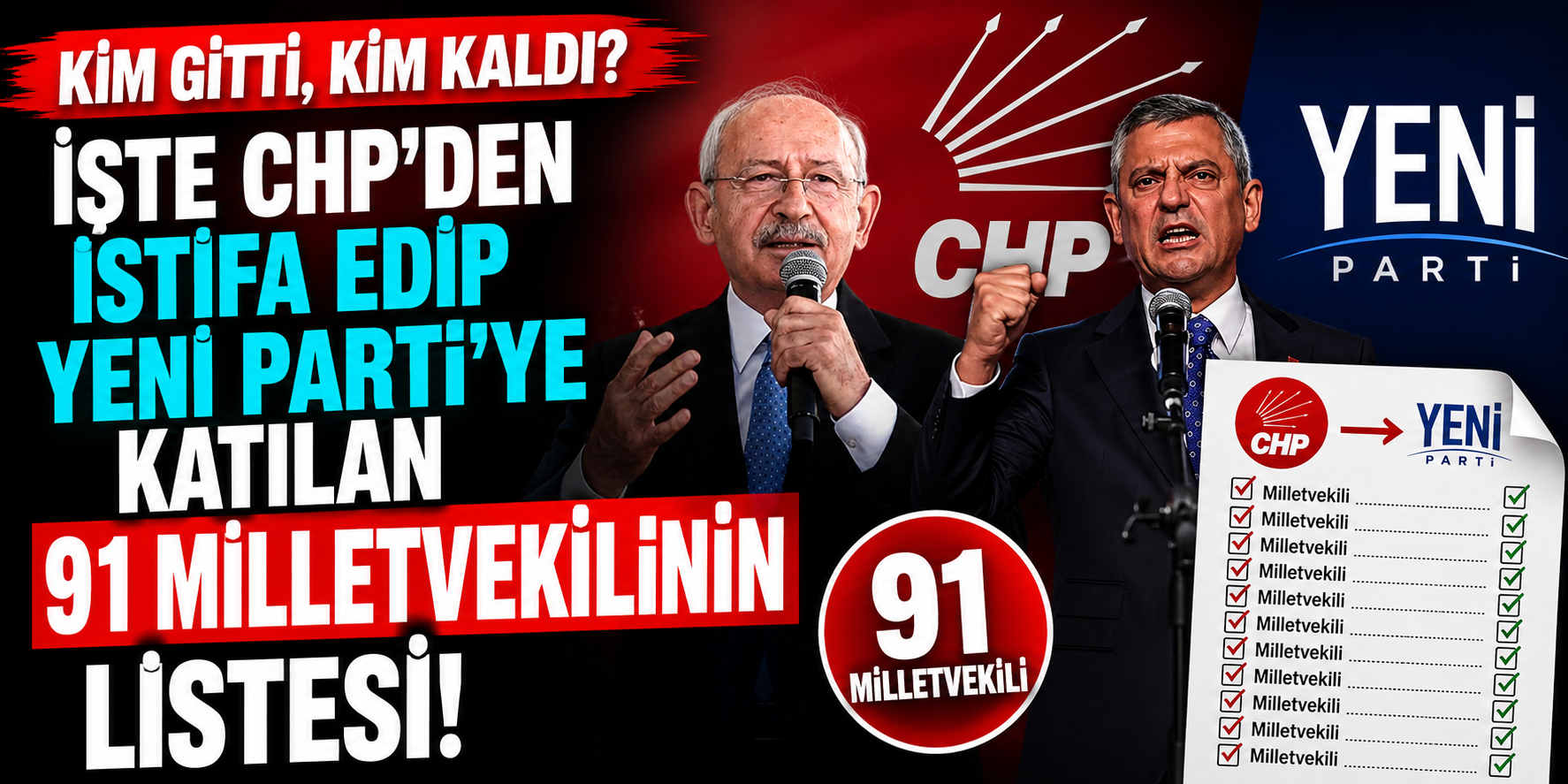Kim Gitti, Kim Kaldı? İşte CHP'den Ayrılıp YENİ Parti'ye Geçen 91 İsmin Tam Listesi!