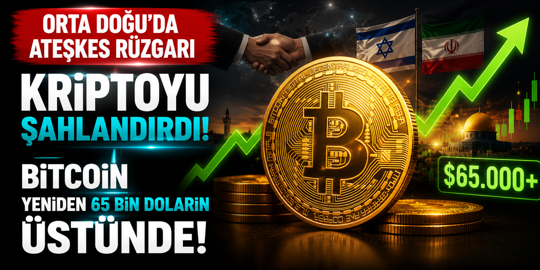 Orta Doğu’da Ateşkes Rüzgarı Kriptoyu Şahlandırdı: Bitcoin Yeniden 65 Bin Doların Üstünde!