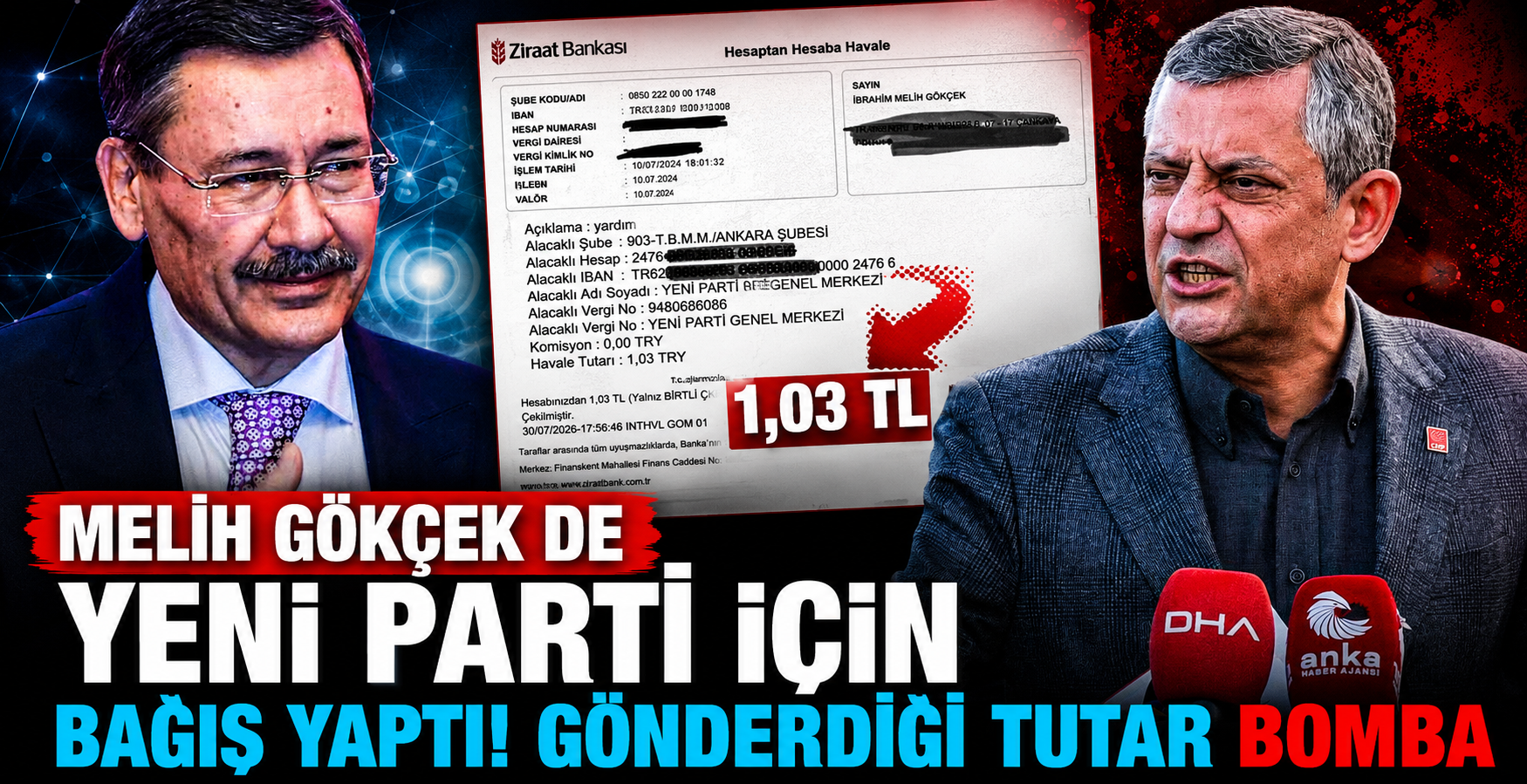 Melih Gökçek CHP’nin Bağış Çağrısını Tiye Aldı: Özgür Özel’in Hesabına 1.03 TL Gönderdi!