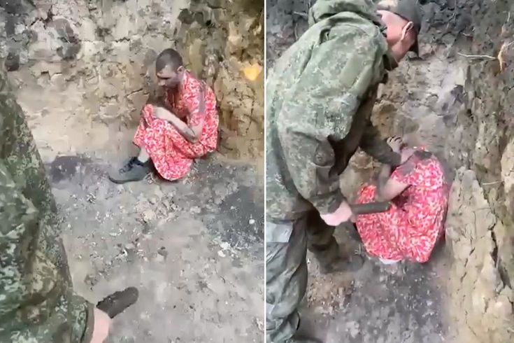 Ukrayna Cephesinde Şok Görüntüler: Firar Eden Rus Askerine Kadın Elbisesi Giydirip Çukura Attılar!