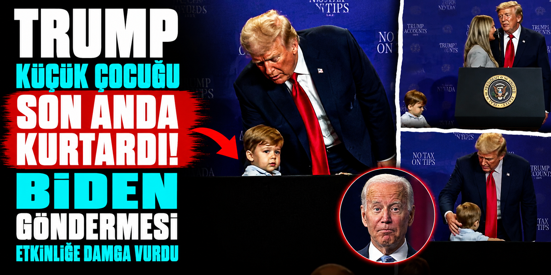 Trump konuşmasını yarıda kesti! Sahneye koşup küçük çocuğu son anda kurtardı
