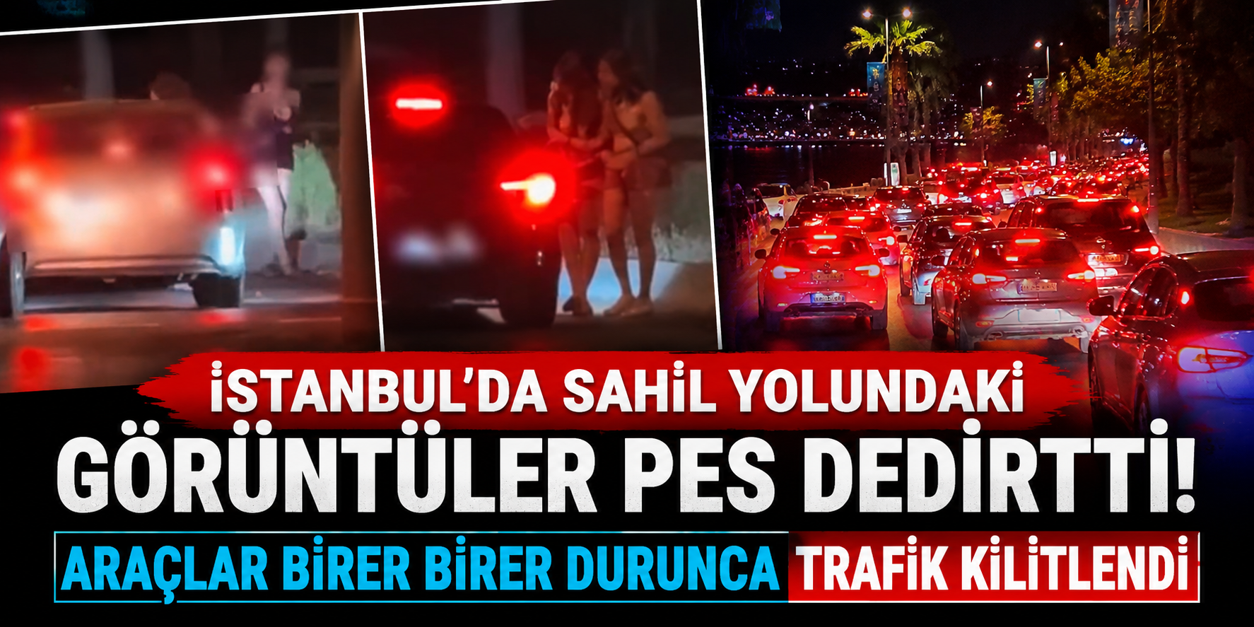 İstanbul'da Sahil Yolundaki Görüntüler Pes Dedirtti! Araçlar Birer Birer Durunca Trafik Kilitlendi