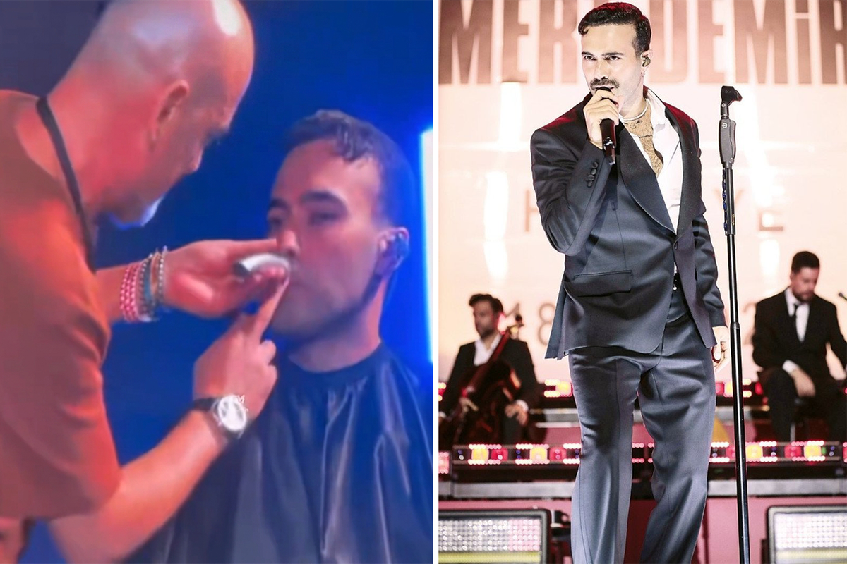Mert Demir konserin ortasında berberini sahneye çıkardı! İkinci yarıya böyle çıktı