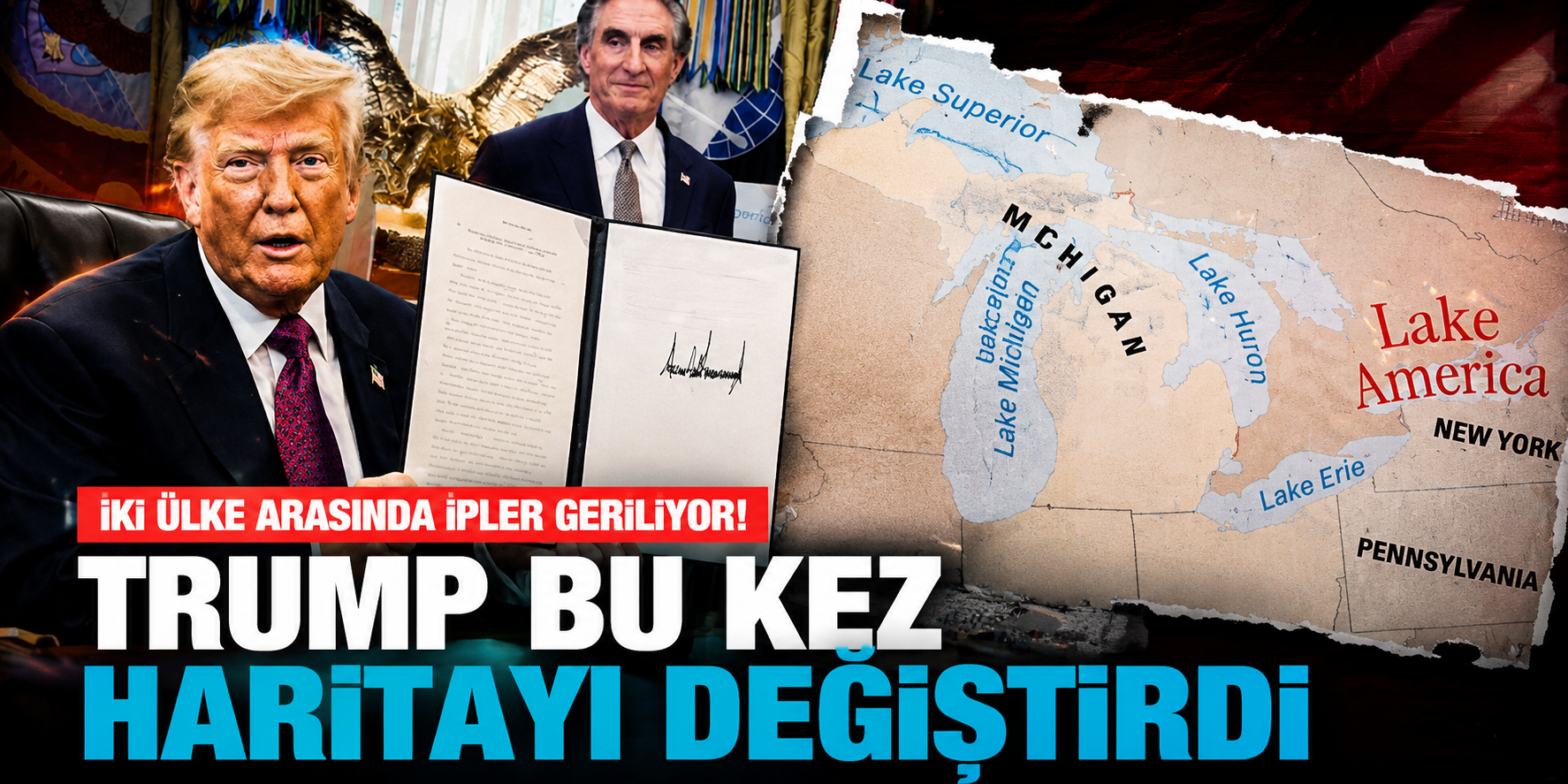 Trump Bu Kez Haritayı Karıştırdı! Ontario Gölü İçin İmzaladığı Karar Kanada'yı Ayağa Kaldırdı