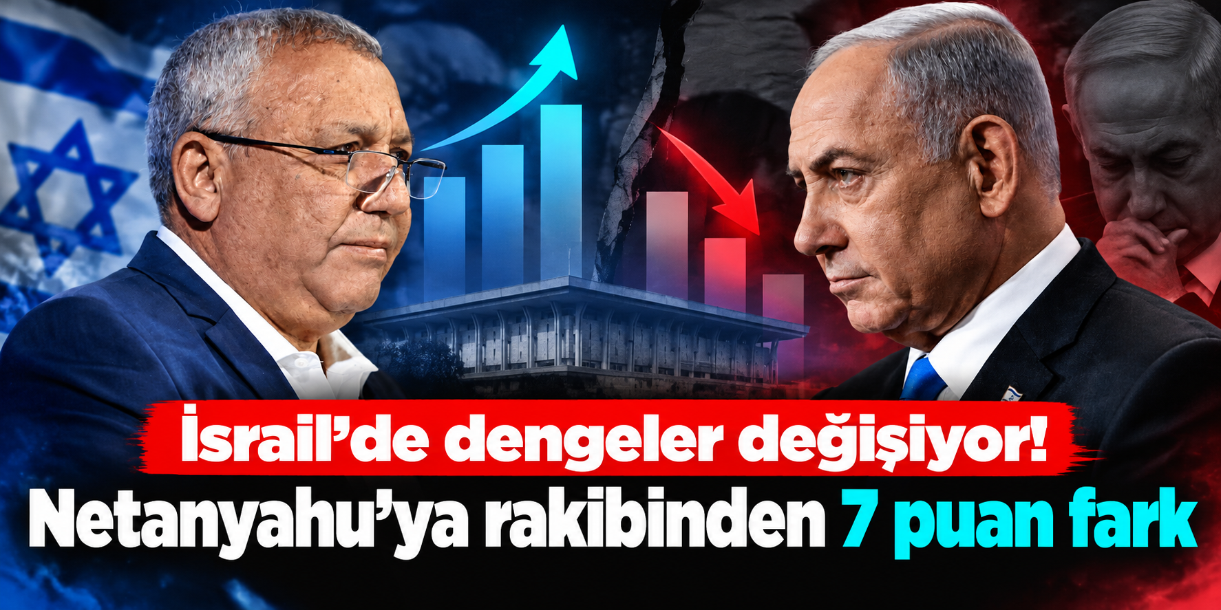 Netanyahu'ya Seçim Öncesi Kötü Haber! Rakibi Gadi Eisenkot 7 Puan Farkla Öne Geçti