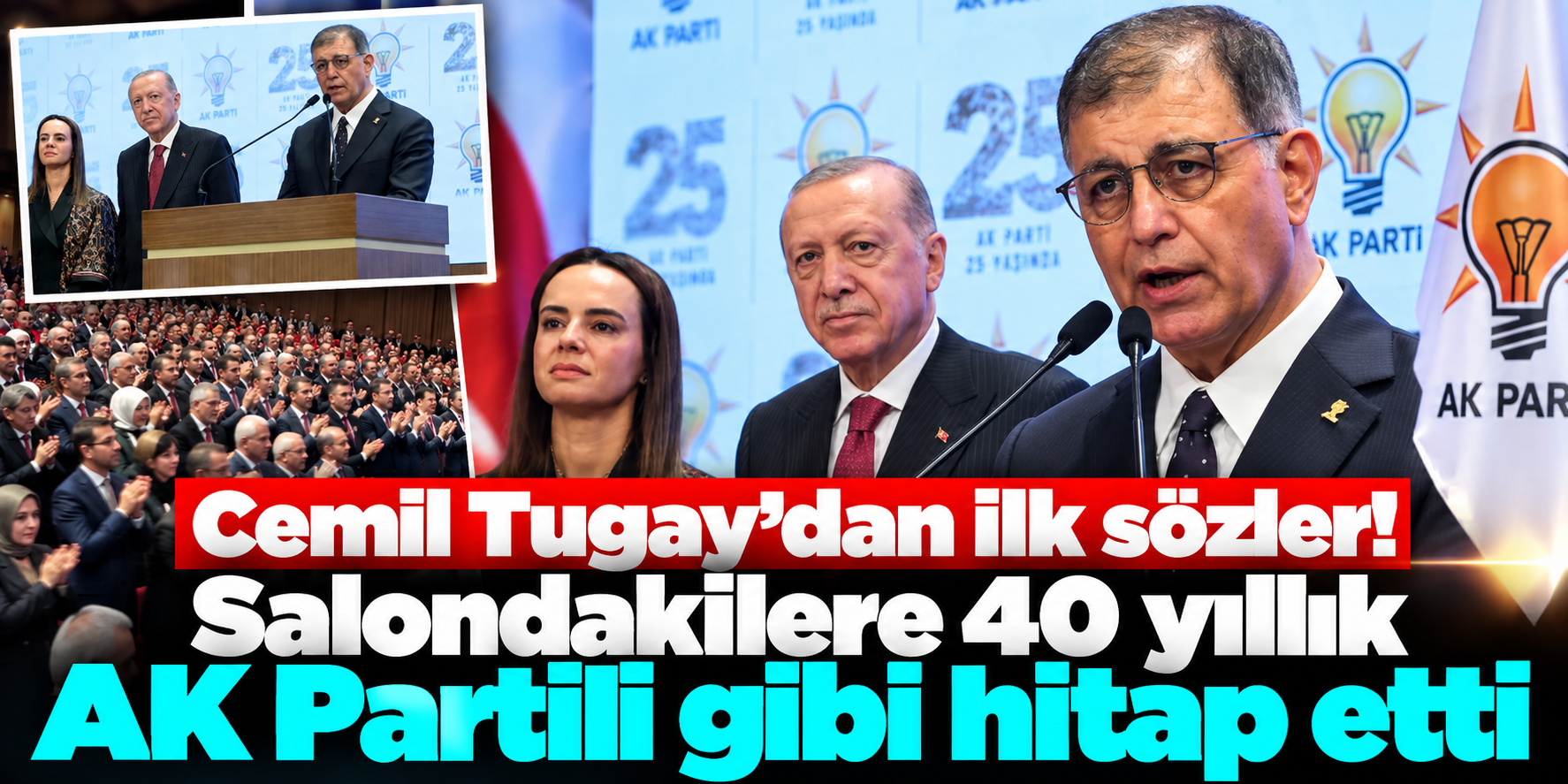 Rozeti takılan Cemil Tugay’dan kürsüde Erdoğan’a övgü: “Büyük liderimiz”