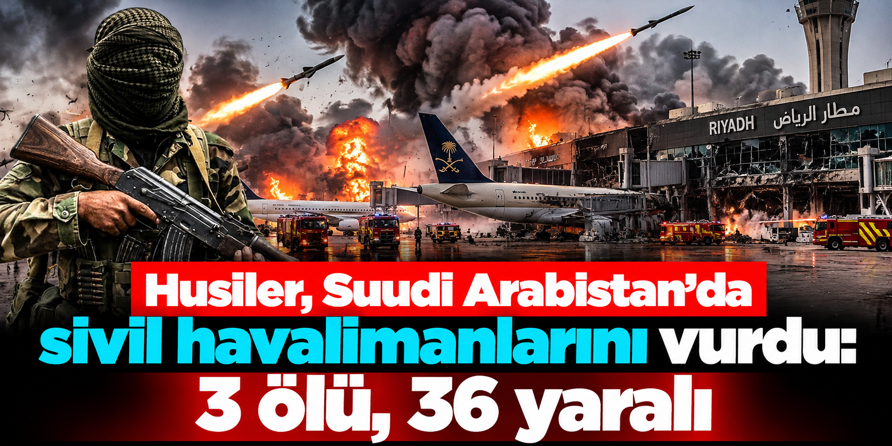 Riyad ve Abha havalimanları hedef alındı: Suudi Arabistan'dan askeri karşılık