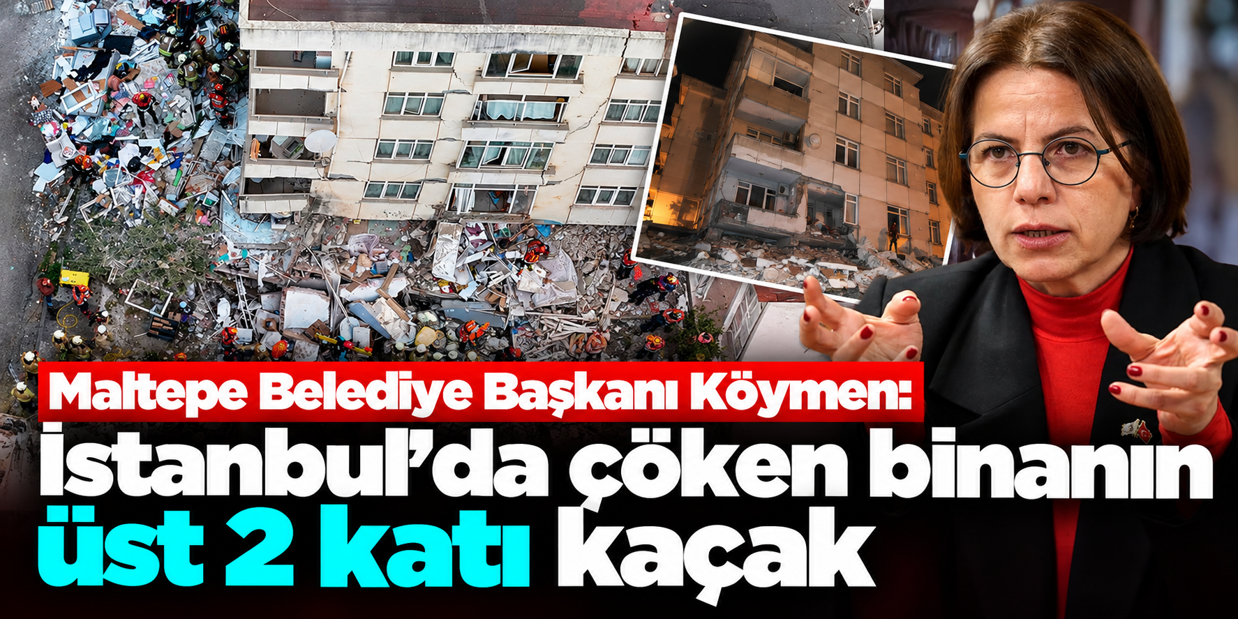 Maltepe'de 7 katlı binanın üç katı çöktü: Yapının iki katı kaçakmış