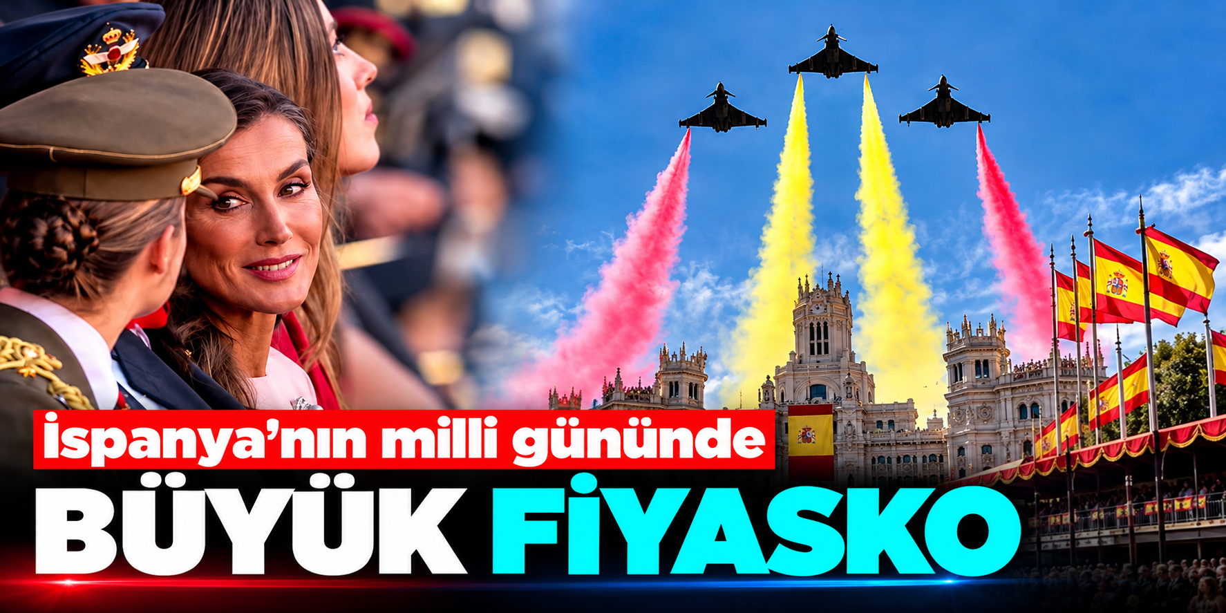 Eurofighter savaş uçakları İspanya'yı şaşkına çevirdi! Milli Gün gösterisi yarım kaldı