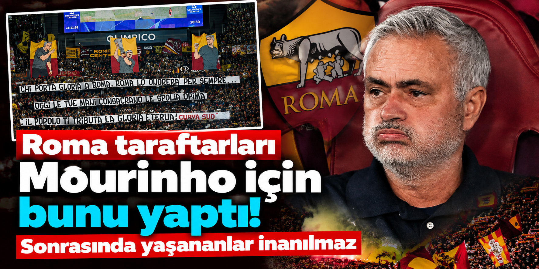 Roma taraftarlarından Mourinho'ya büyük sürpriz! Ardından 7 dakikada inanılmaz geri dönüş