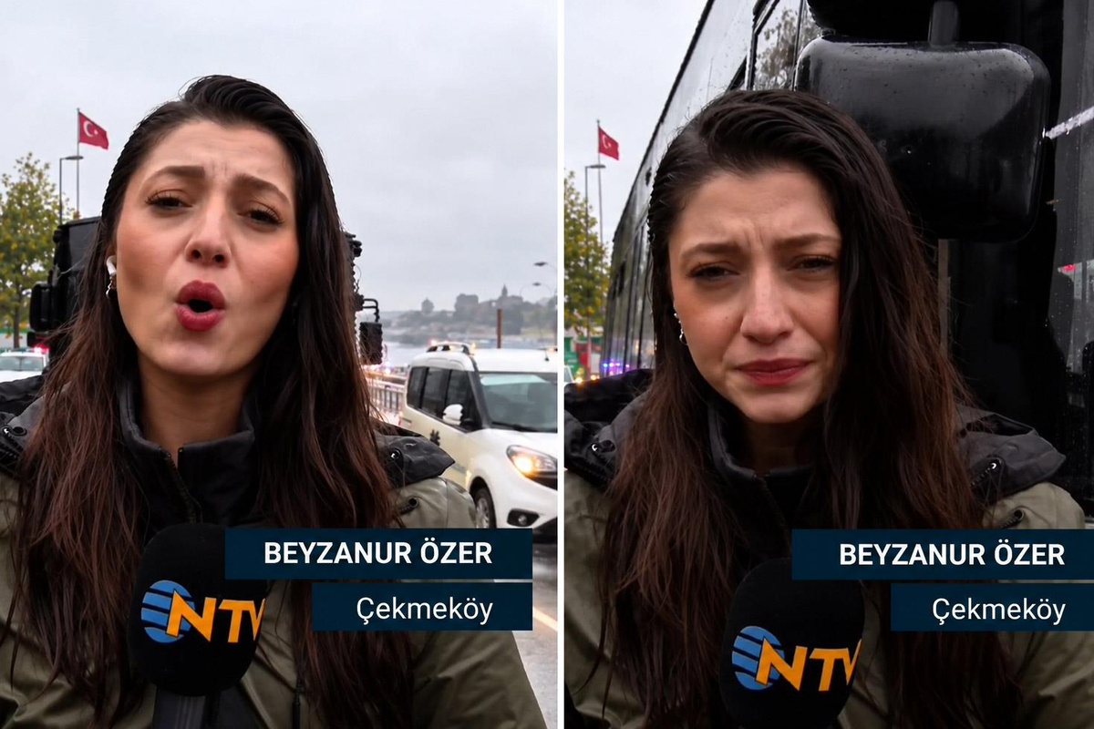 İETT otobüsünün aynası canlı yayın yapan muhabire çarptı! İşte o anlar
