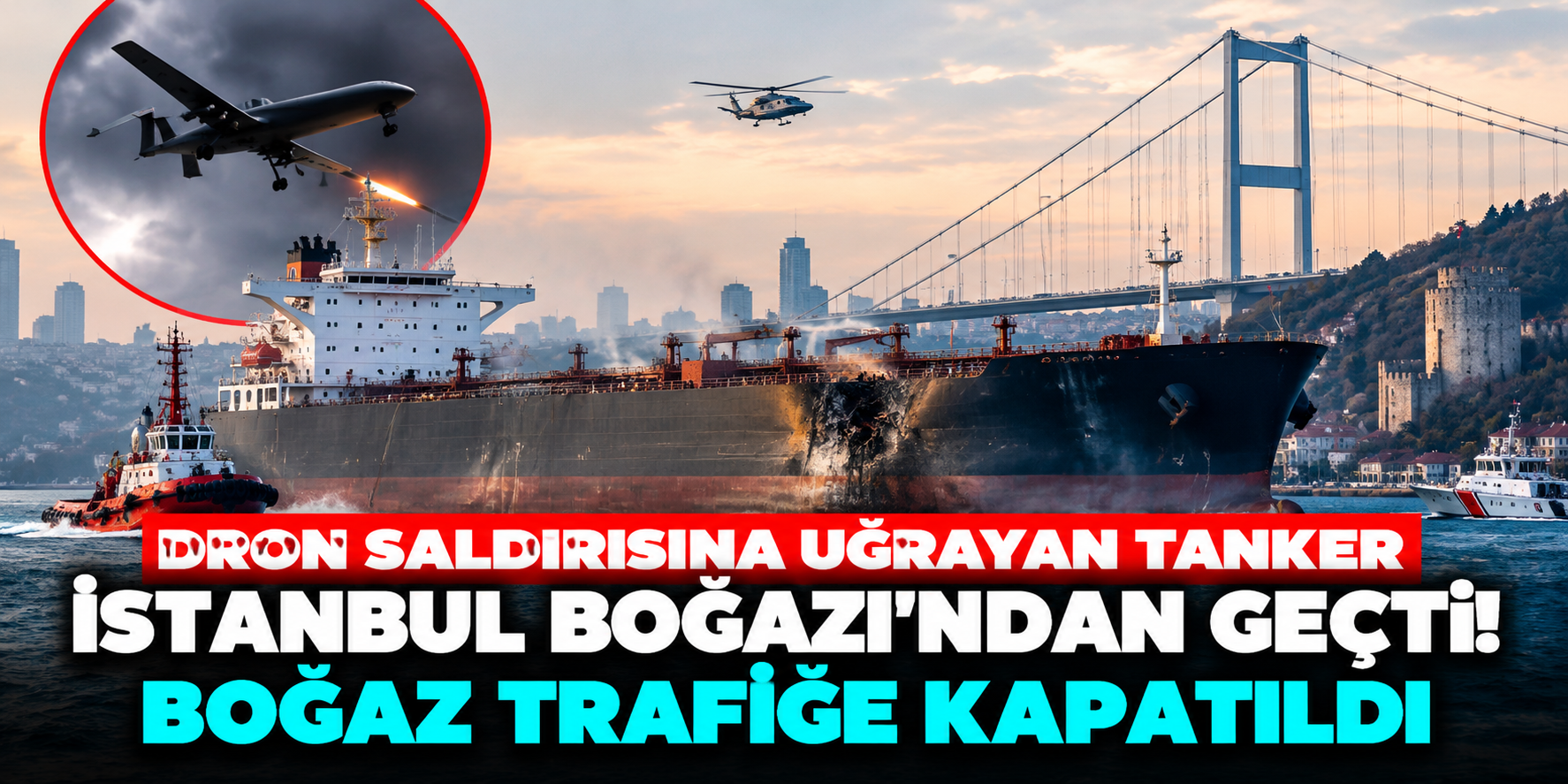 İstanbul Boğazı'nda dron saldırısına uğrayan tanker alarmı! Gemi trafiği çift yönlü durduruldu