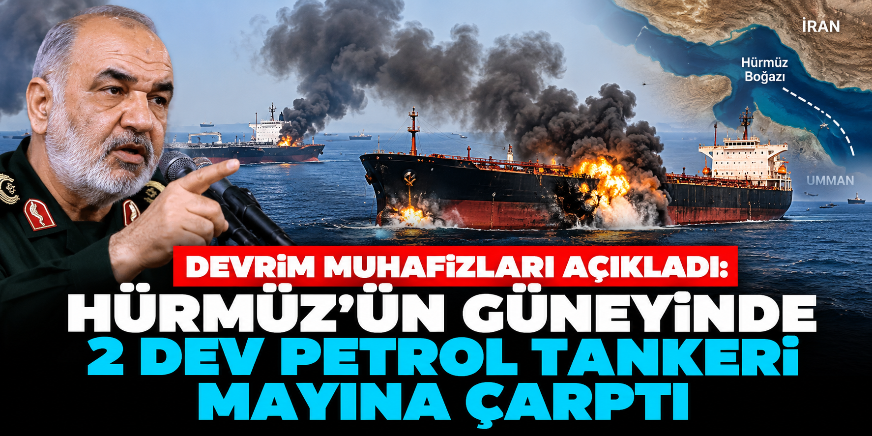 İran duyurdu! Hürmüz'de iki süper tankerde patlama meydana geldi