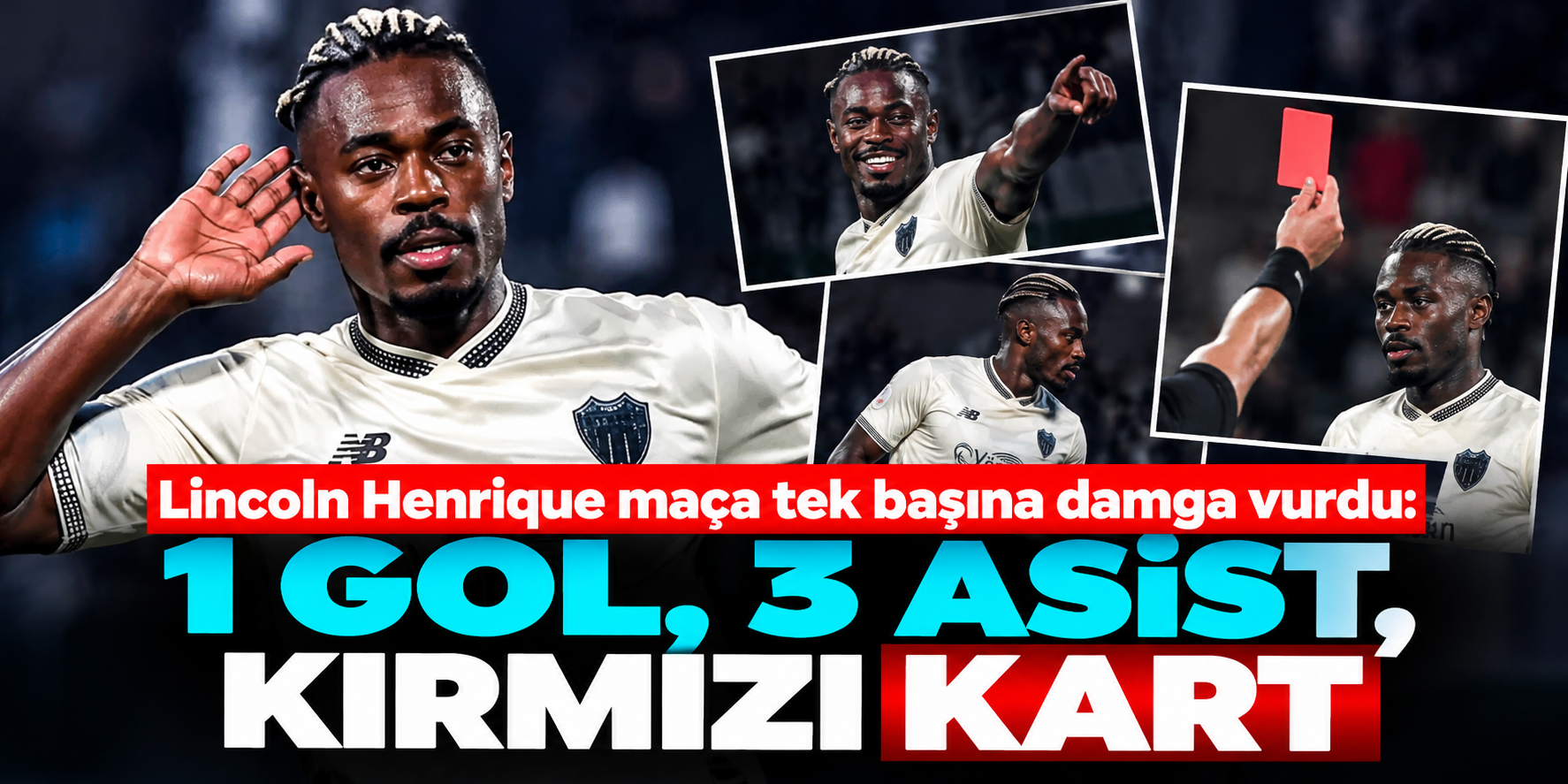 Bursaspor'da Lincoln Henrique şov! 4 gole katkı yaptı, kırmızı kart gördü