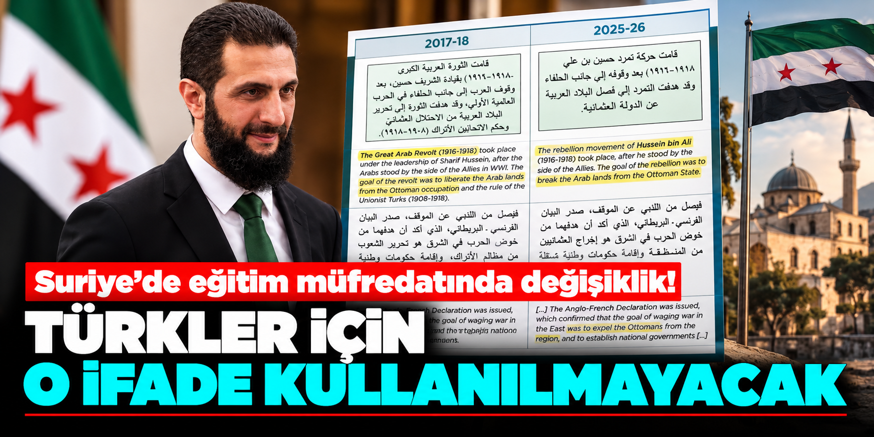 Suriye'de tarih kitapları değişiyor! Osmanlı işgali ifadesinin yerine Osmanlı yönetimi geliyor