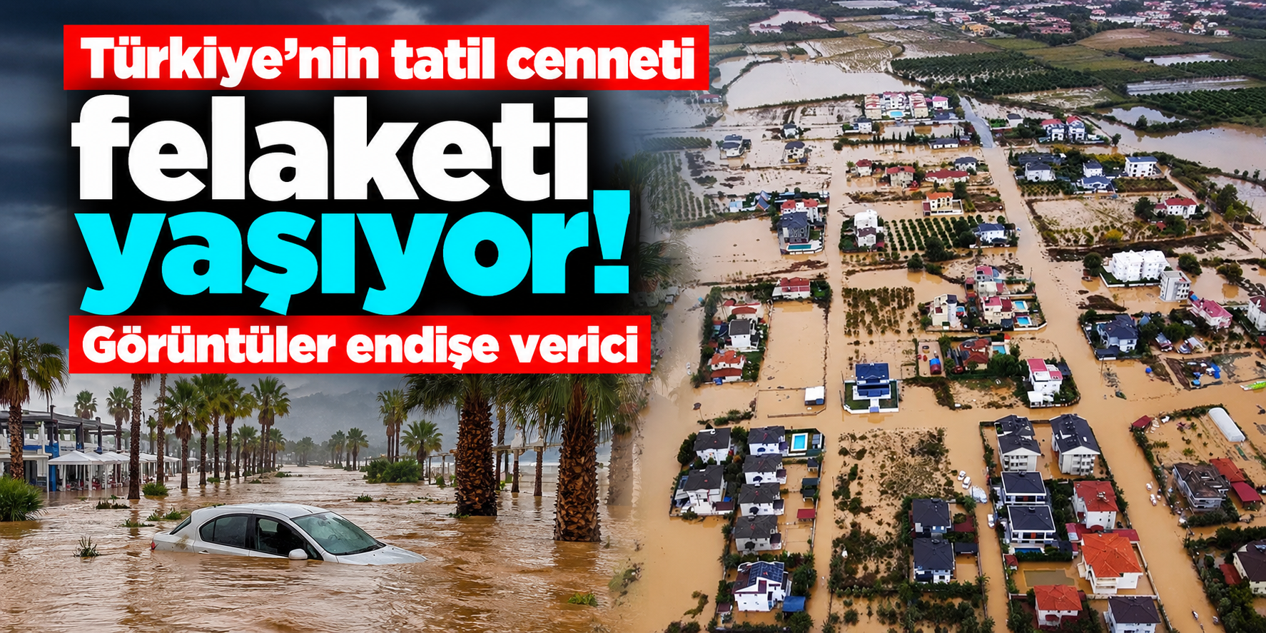 Muğla'da sağanak felaketi! Dalaman'da dere taştı, evler su altında kaldı, yolda heyelan meydana geldi