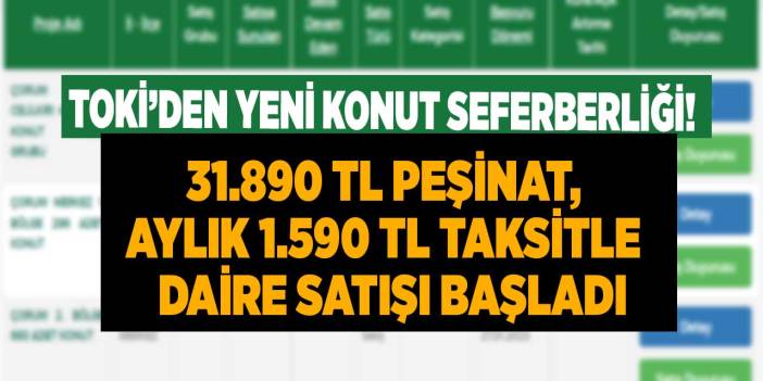 TOKİ'den yeni konut seferberliği! 31.890 TL peşinat aylık 1.590 TL taksitle ev sahibi yapacak