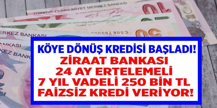 Bu ay sonuna kadar başvuran alır! Ziraat Bankası 24 ay ertelemeli faizsiz 250.000 TL köye dönüş kredisi veriyor